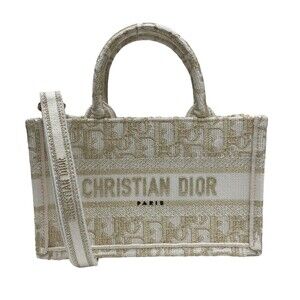 Christian Dior Book Tote Shoulder Bag Ivory White